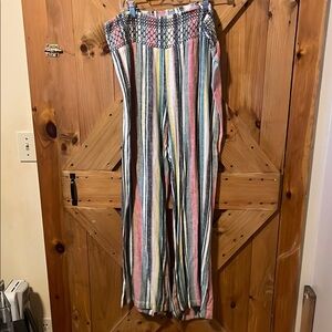 Colorful Striped Wide-Leg Pants